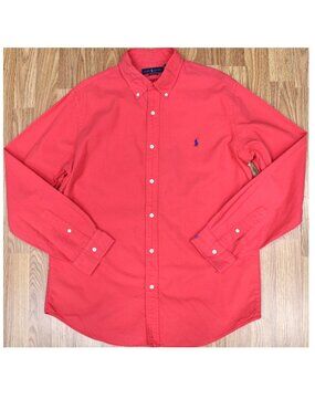 POLO RALPH LAUREN CLASSIC FIT SHIRT 100% COTTON PINK & BLUE Sz X-LARGE, XL